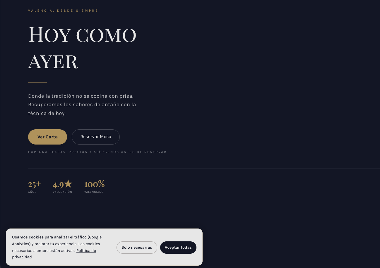 Captura de la web de la plataforma de restaurantes
